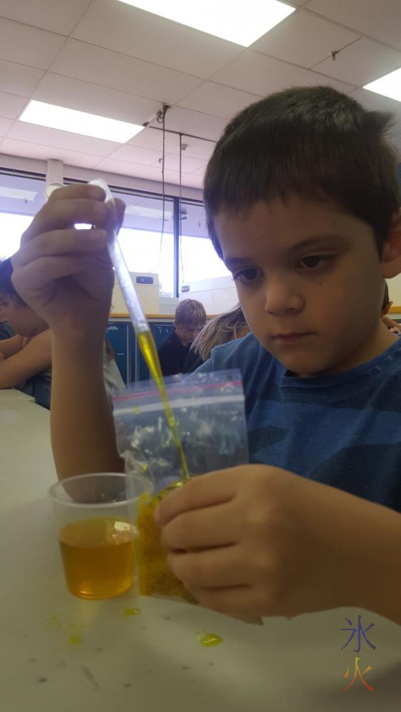 6yo using a pipette at SciTech, Perth, Western Australia