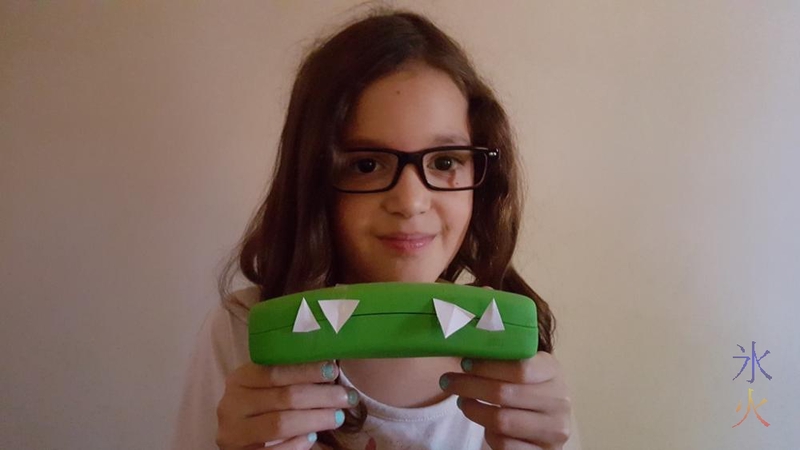 9yo with chompy glasses case