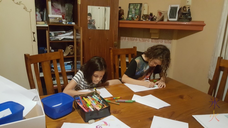 Kids making birthday cards