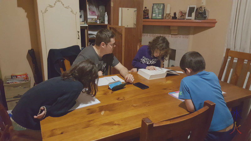 Doing bookwork with dad Doing bookwork with dad