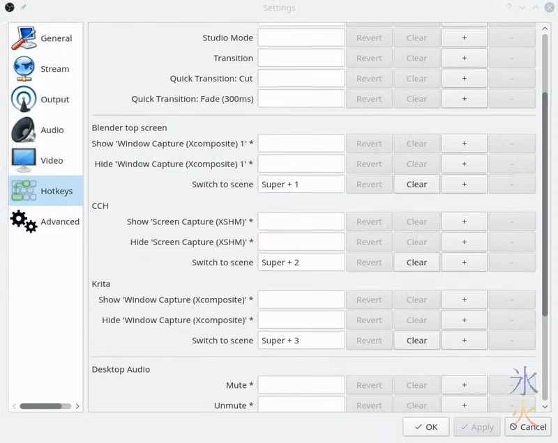 OBS Studio hotkey settings