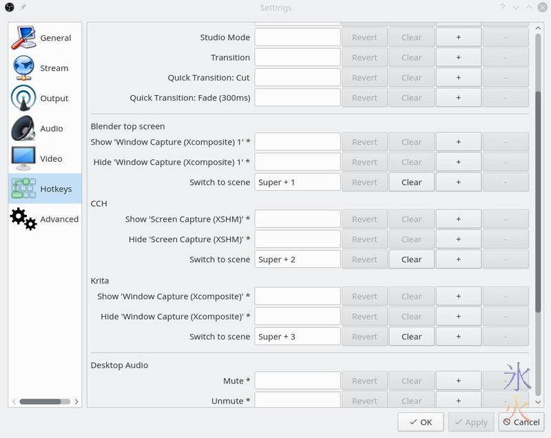 OBS Studio hotkey settings