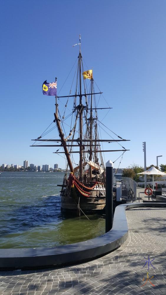 Duyfken replica berthed at Elizabeth Quay, Perth, Western Australia