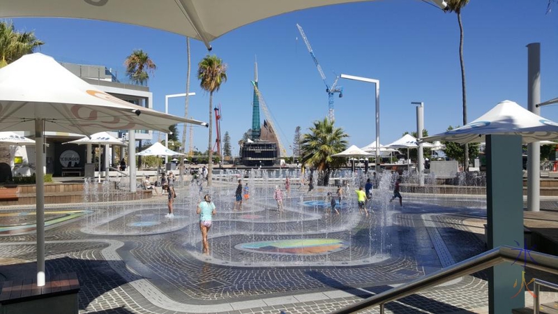 Water park at Elizabeth Quay, Perth, Western Australia