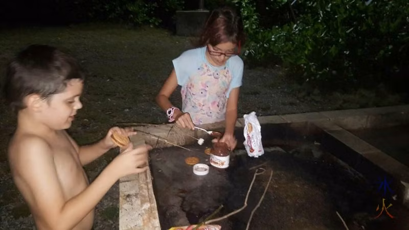 Making smores at Lily Beach, Christmas Island