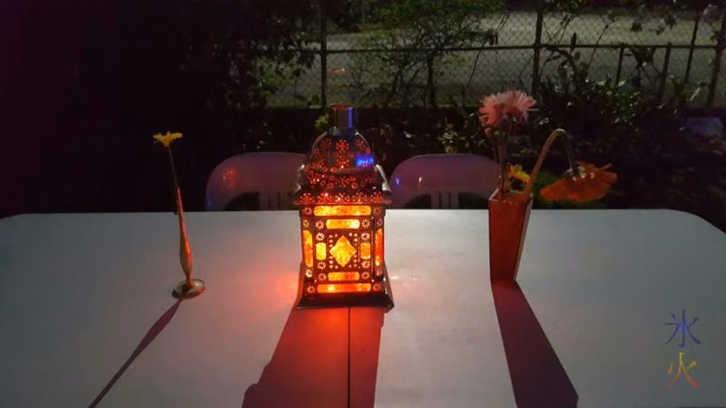 Red centrepiece for table