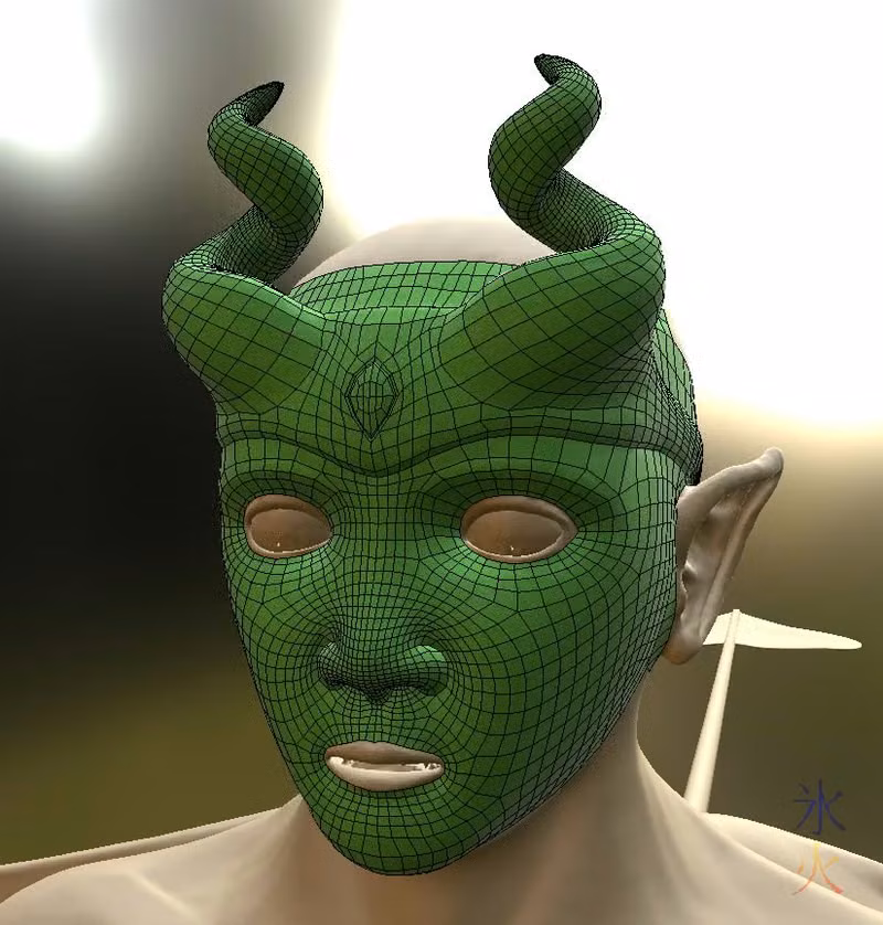 Face and horns retopo