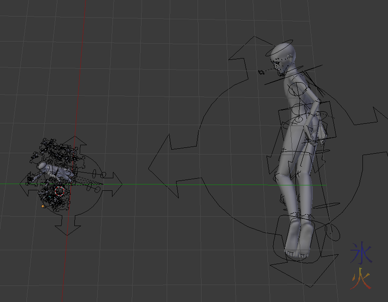 mer bases in Blender top view to show more accurate size comparison