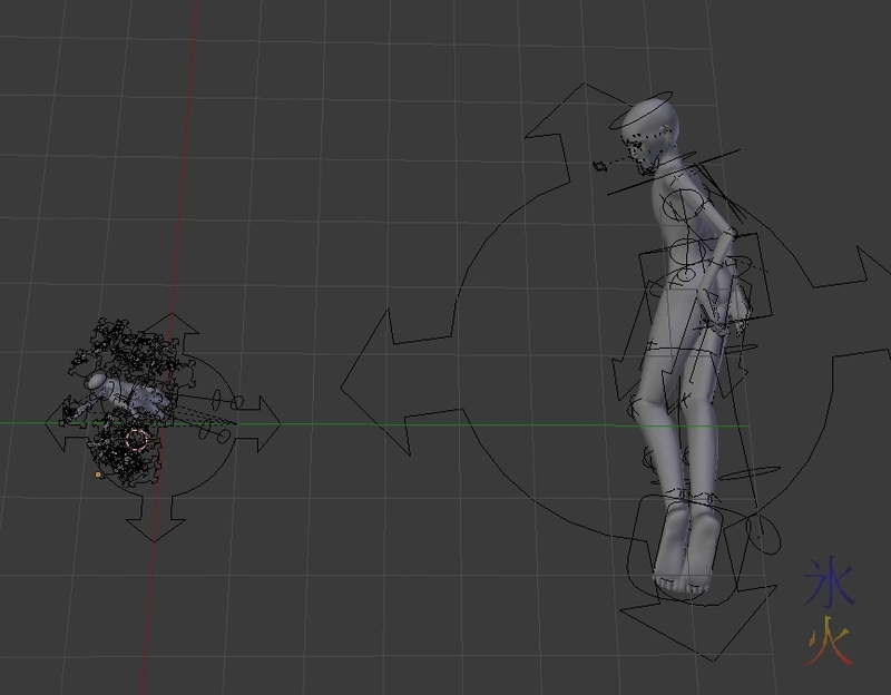 mer bases in Blender top view to show more accurate size comparison