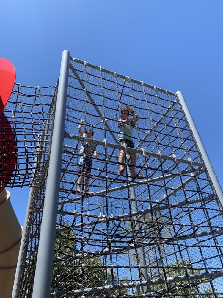 boys in climbing frame thing