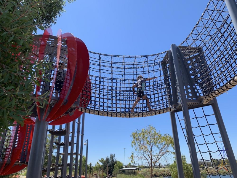 boys playing on playground at Perth Stadium, Western Australia