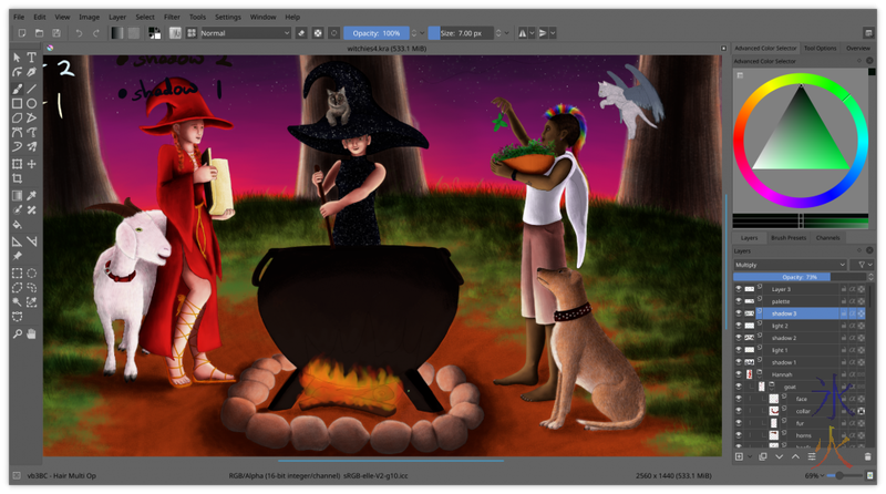 witchies painting in krita wip screenie