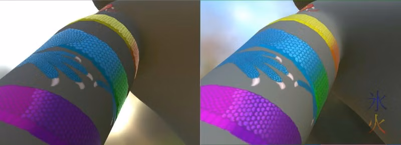shimmery dragon scale tattoo under different lighting in 3d Coat