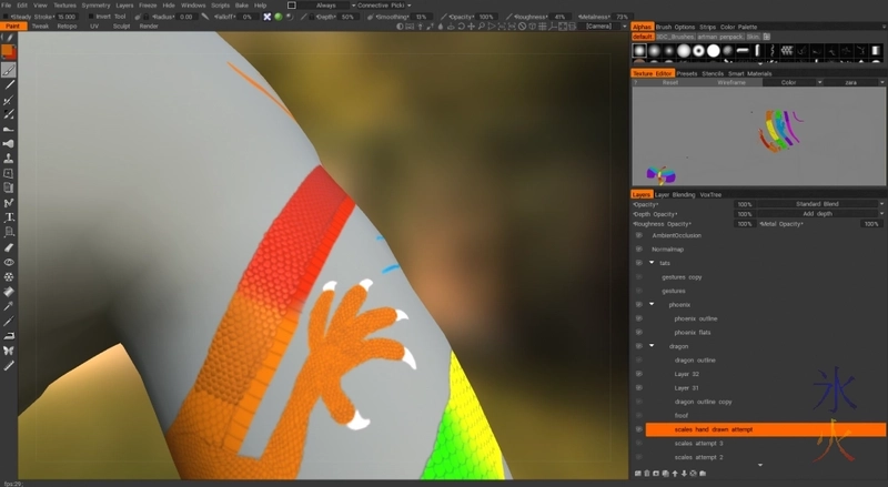 glossy scales in 3d Coat