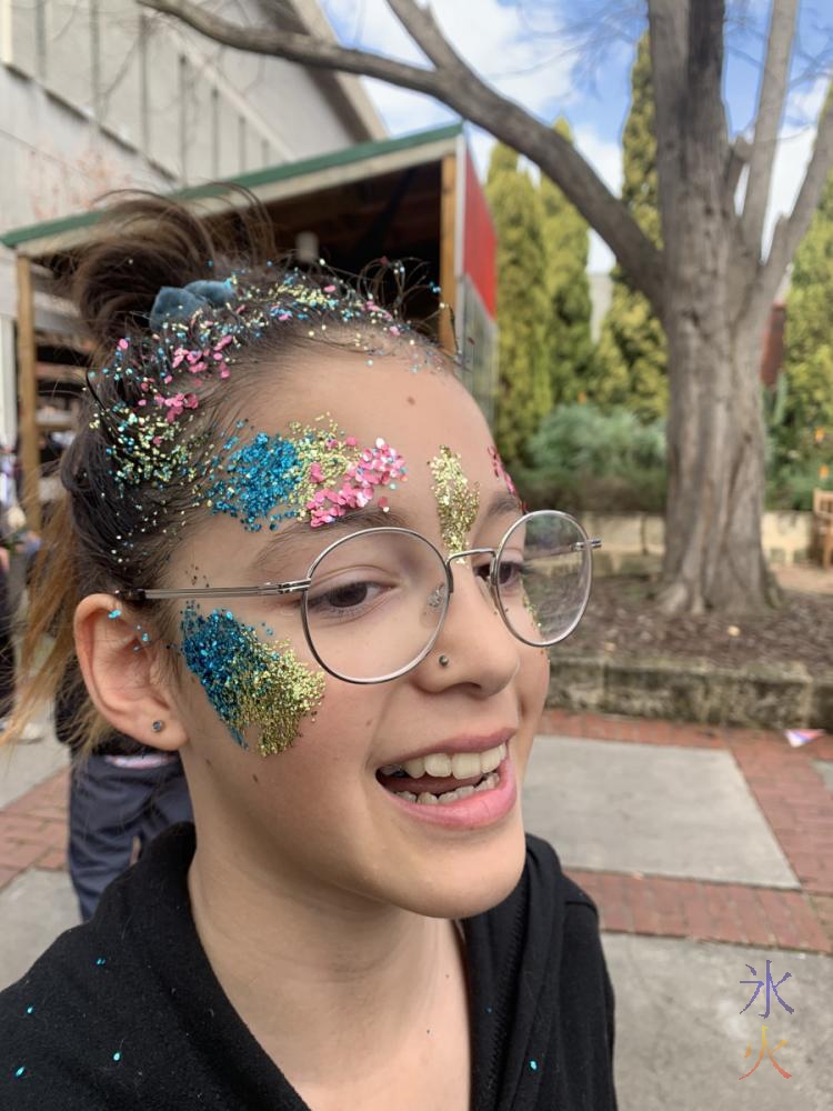 12yo with glitter face paint