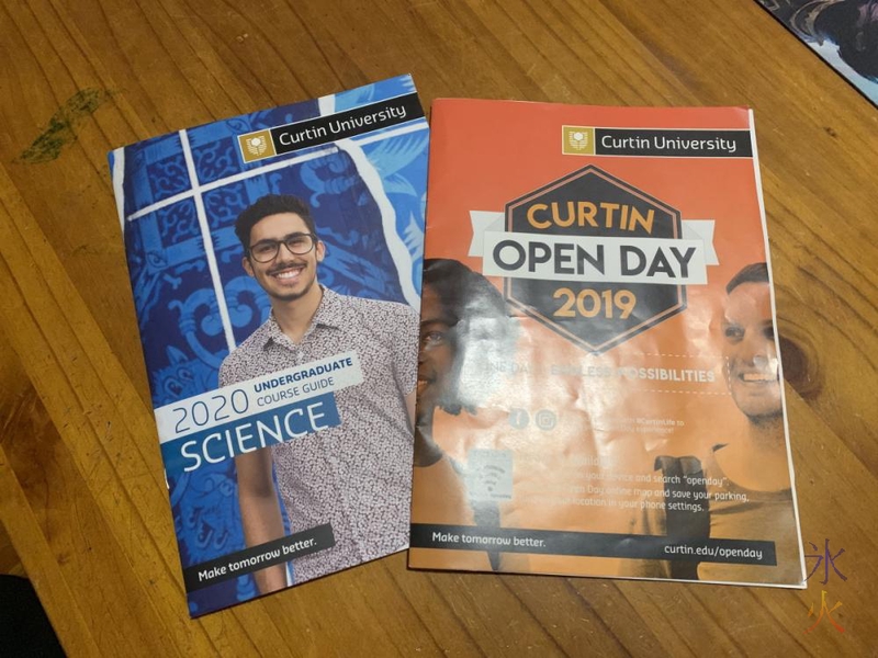 information booklets from Curtin Open Day