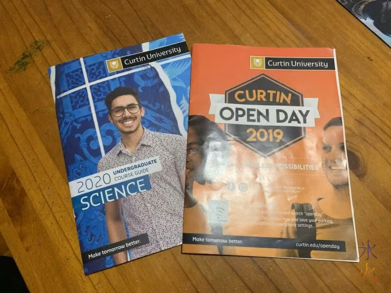 information booklets from Curtin Open Day