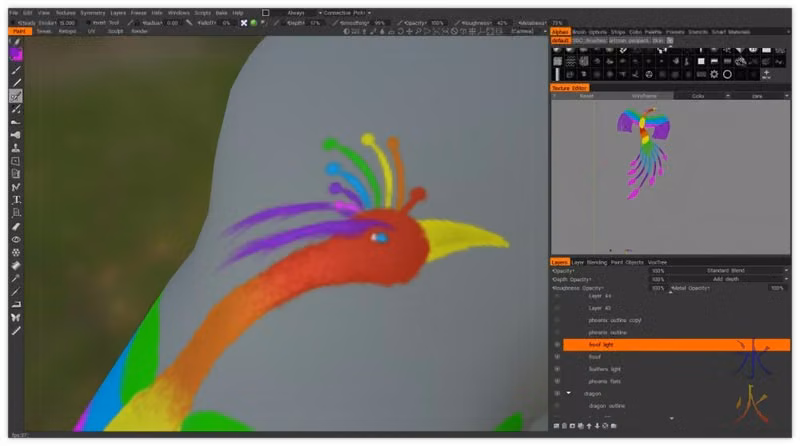 3d shiny phoenix tattoo eyebrows