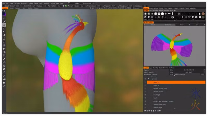 yet another back shot of the phoenix tattoo