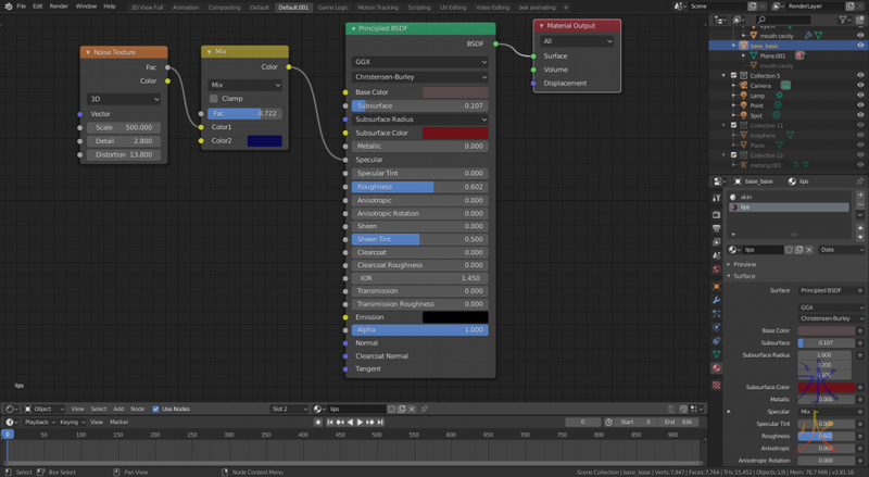 Blender super basic lip material