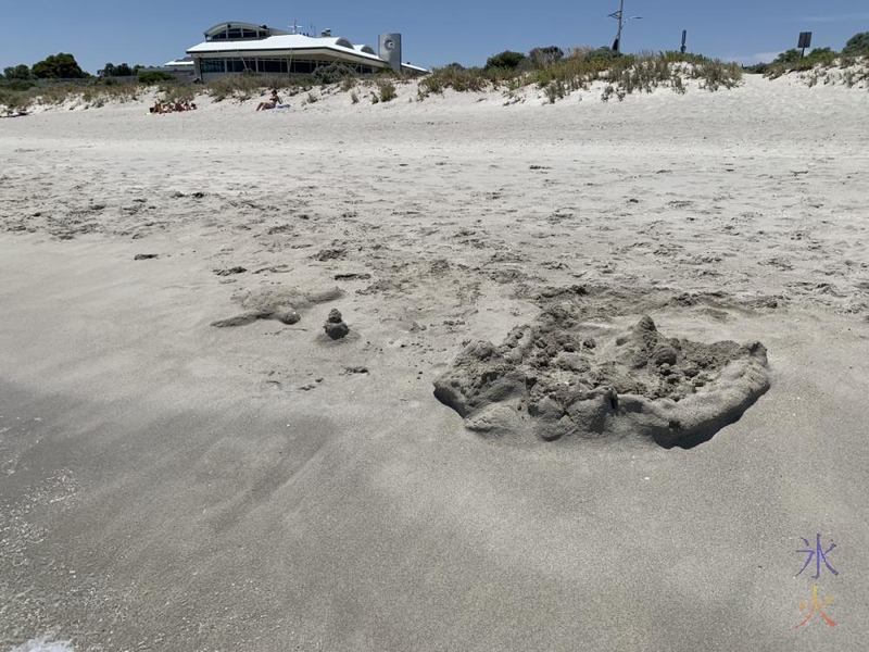 completely amateur tiny sand sculptures on Coogee Beach, Western Australia