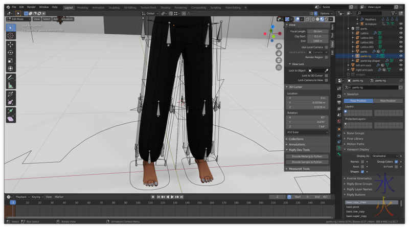 attempting to rig pants in Blender