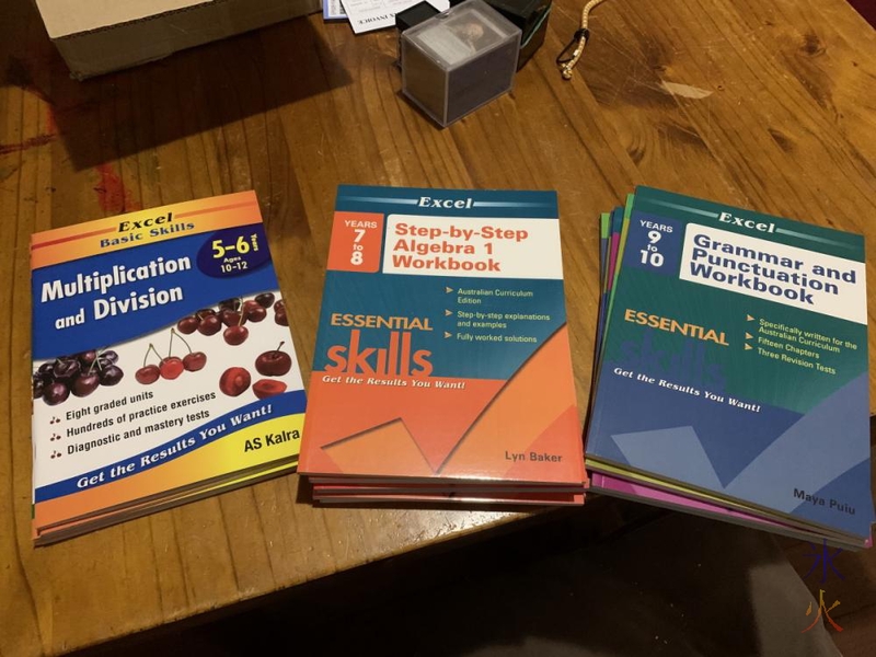 kids' shiny new workbooks