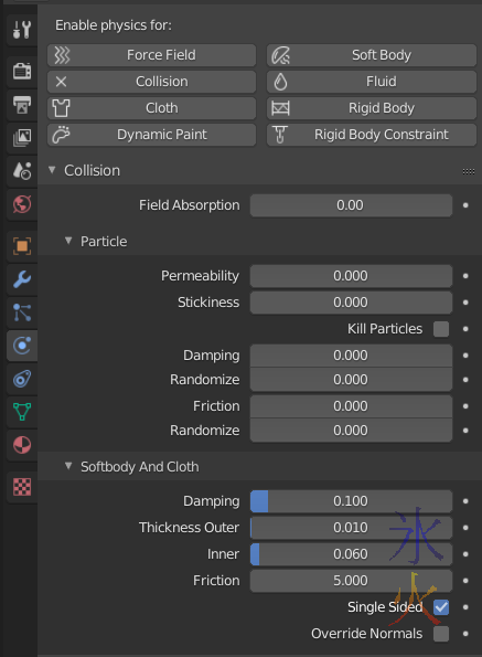 Blender 2.8 collision settings for character body