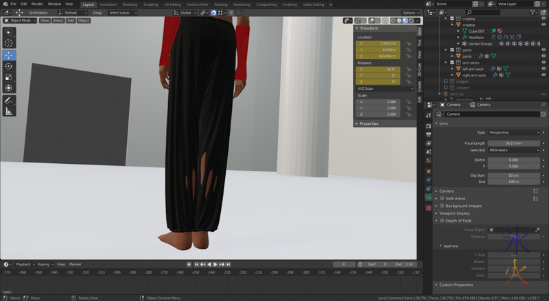 Blender 2.8 cloth sim nice folds