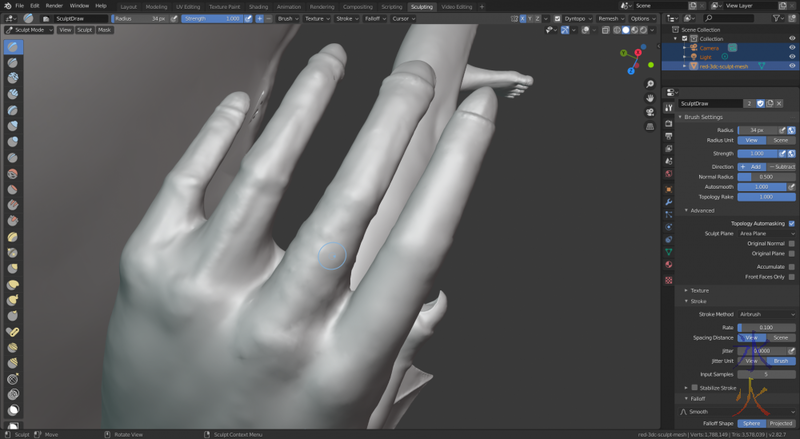 Blender 2.8 sculpting hand