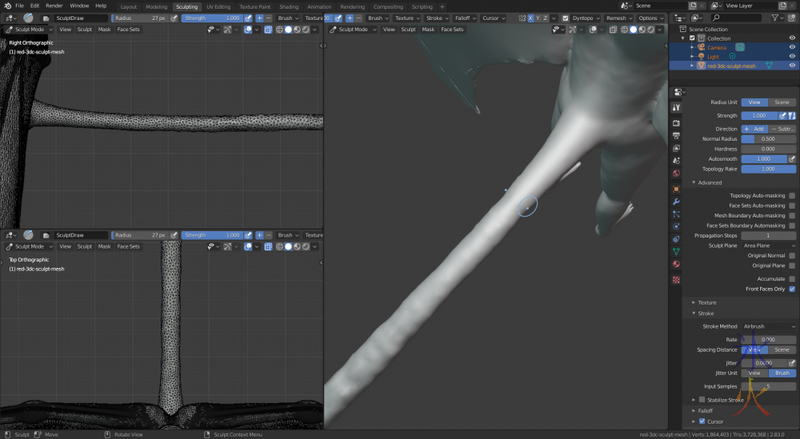 Blender 2.8 sculpt mode attempting to smooth