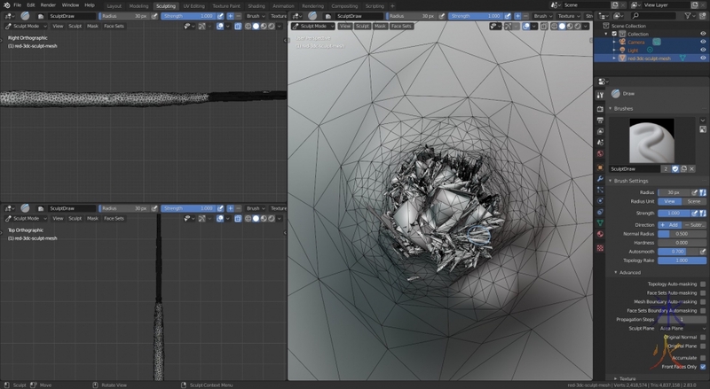 Blender 2.8 cleaning up mesh in sculpt mode, internal mess