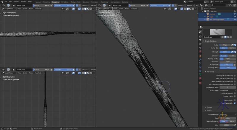 Blender 2.8 sculpting fixing a messy mesh