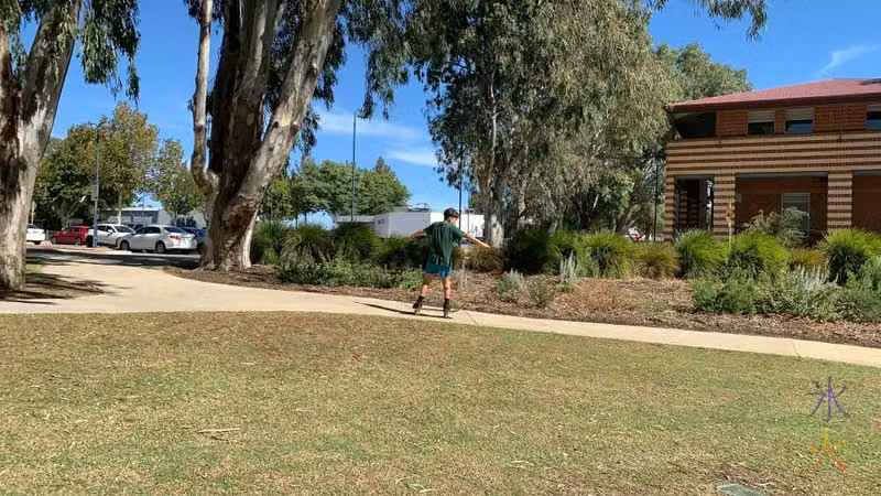 11yo skating down the path