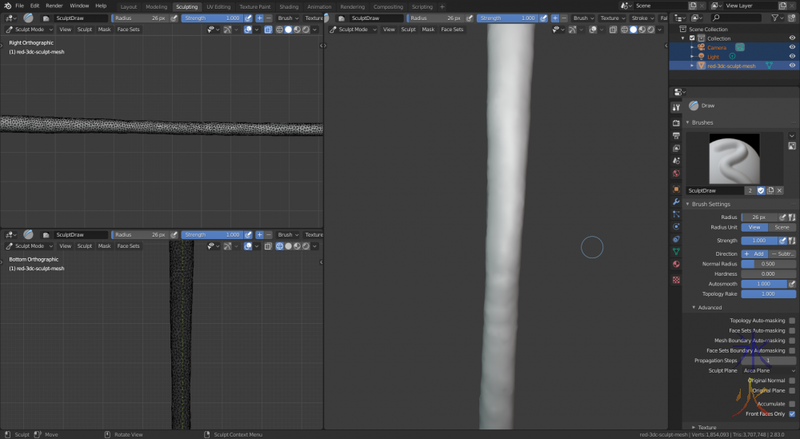 Blender 2.8 sculpting tail