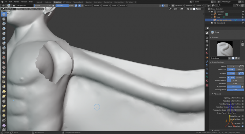 Blender 2.8 sculpt mode working on wings