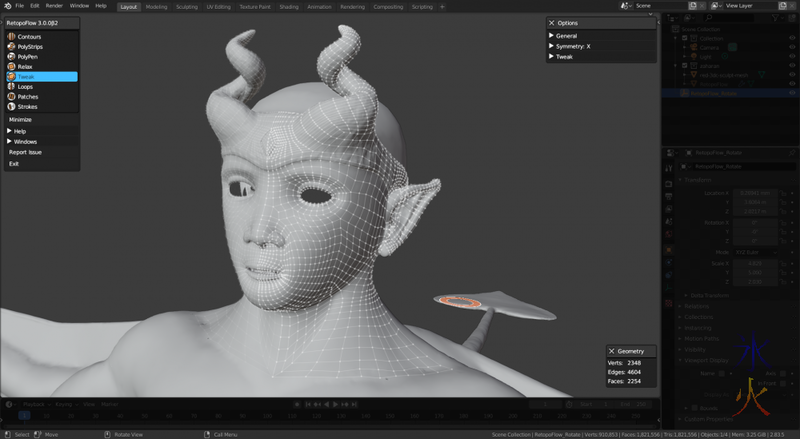 retopo in retopoflow in Blender 2.8