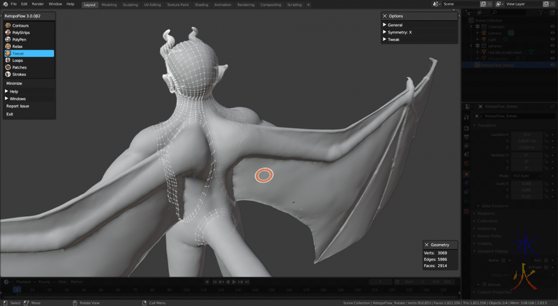 Red retopo back - retopoflow in Blender 2.8