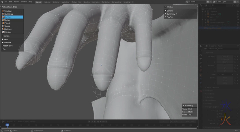fingertips retopo using Retopoflow in Blender 2.9 fingertips retopo using Retopoflow in Blender 2.9