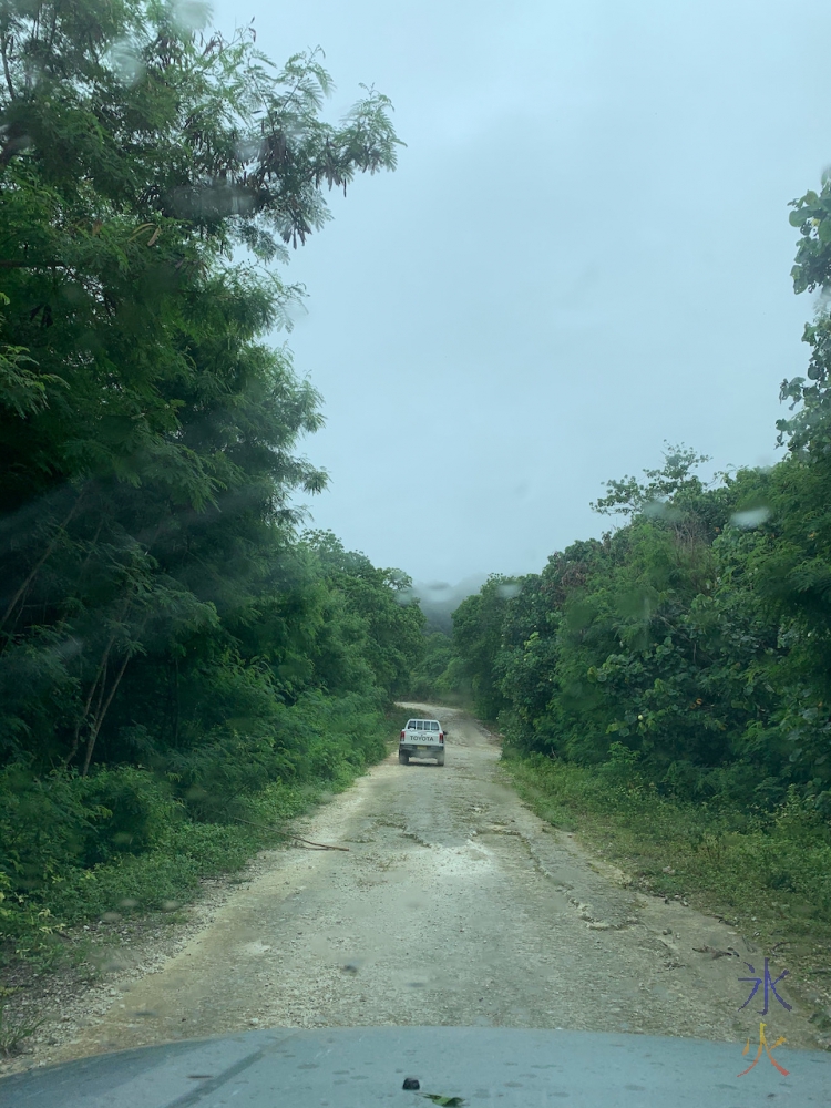 rain rolling in on the way home from The Dales, Christmas Island