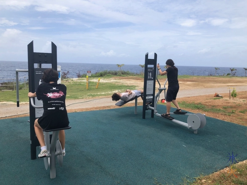 kids using exercise park on Christmas Island