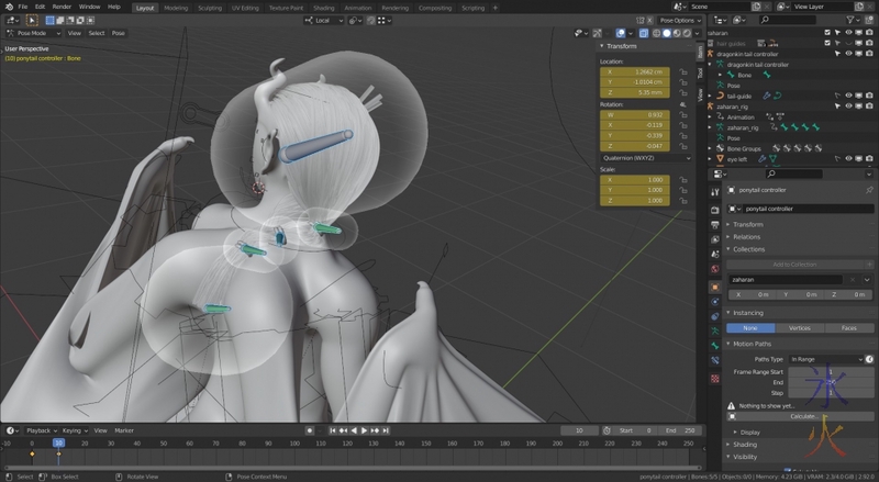 Blender 2.92 using bone envelopes to rig hair curve guides