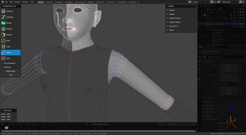 retopologising human in Retopoflow in Blender 2.92