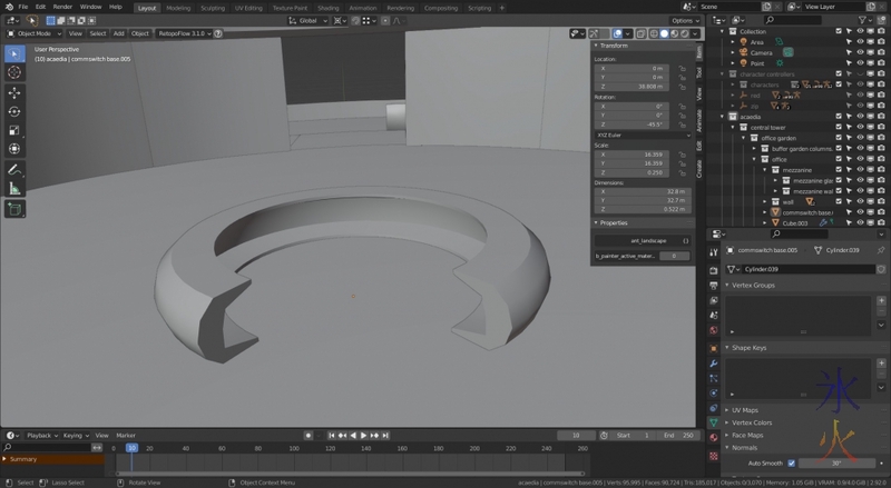 circular desk in Acaedia office in Blender 2.92