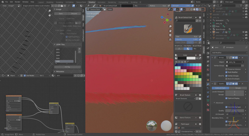 reworking dragon tattoo belly scales in Blender 2.93 reworking dragon tattoo belly scales in Blender 2.93