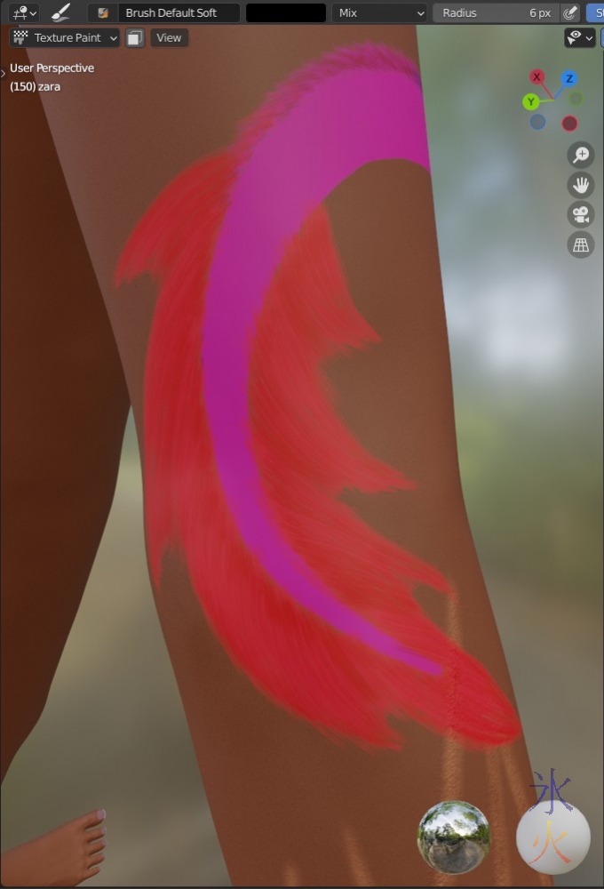 dragon tattoo tail fluke in bpainter in Blender 2.93