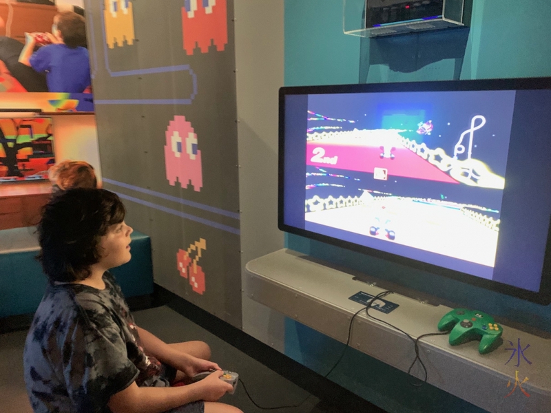 12yo playing SuperNES Mario Kart at Boola Bardip Museum, Perth, Western Australia