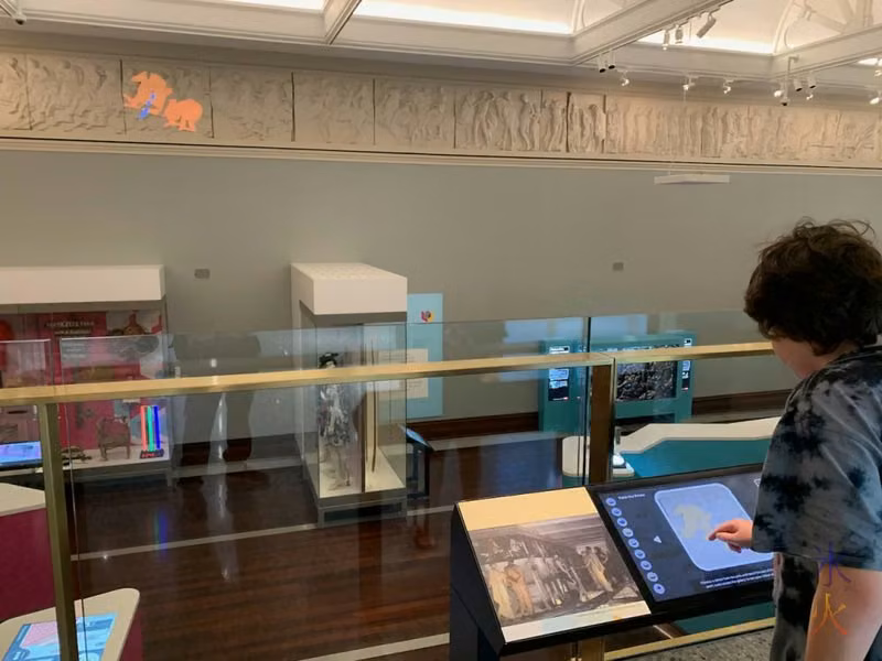 12yo playing with an interactive display at Boola Bardip Museum, Perth, Western Australia