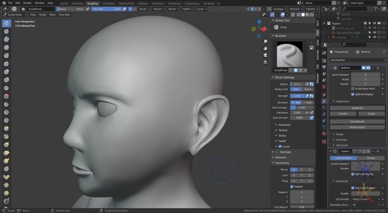 experimenting with multires modifier sculpting in Blender 2.93.2