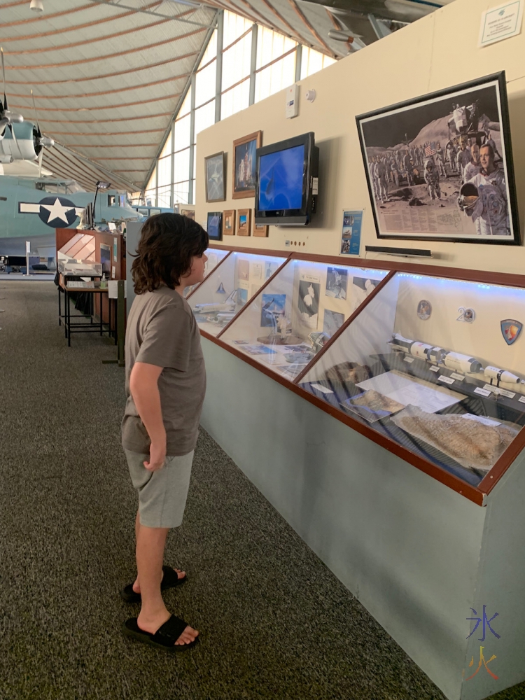 12yo looking at space display at Aviation Heritage Museum, Bull Creek, Western Australia